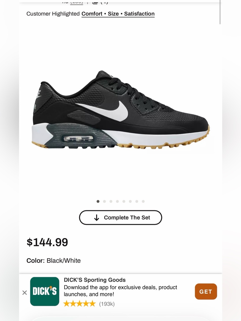 NWT MENS Nike Air Max 90 G Golf Shoes